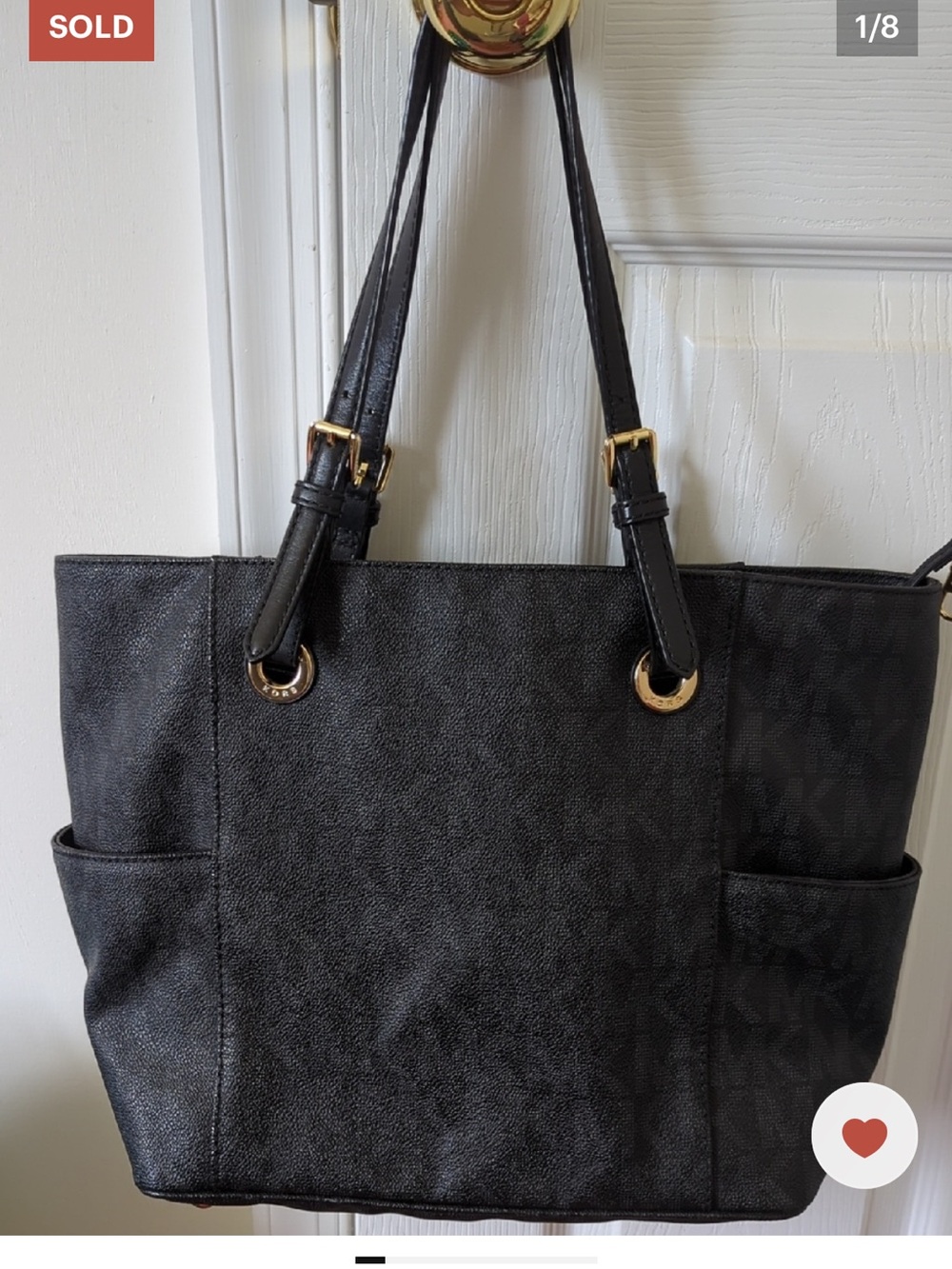 MICHAEL Michael Kors Large Jet Set Signature Logo Black Tote